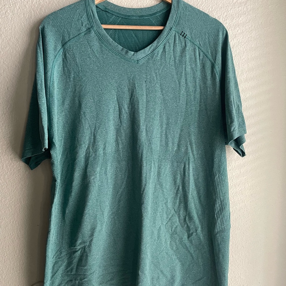 Lululemon Athletica Men’s Metal Vent Tech Short Sleeve Tee Turquoise V Neck